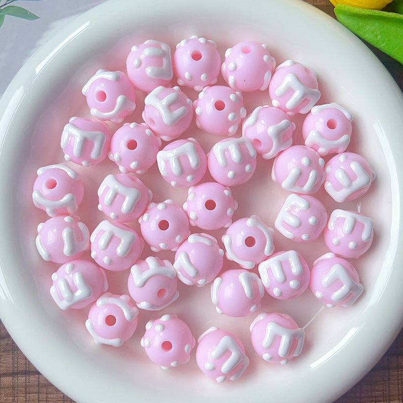Wholesale 10pcs/pack Cream acrylic through-hole loose beads